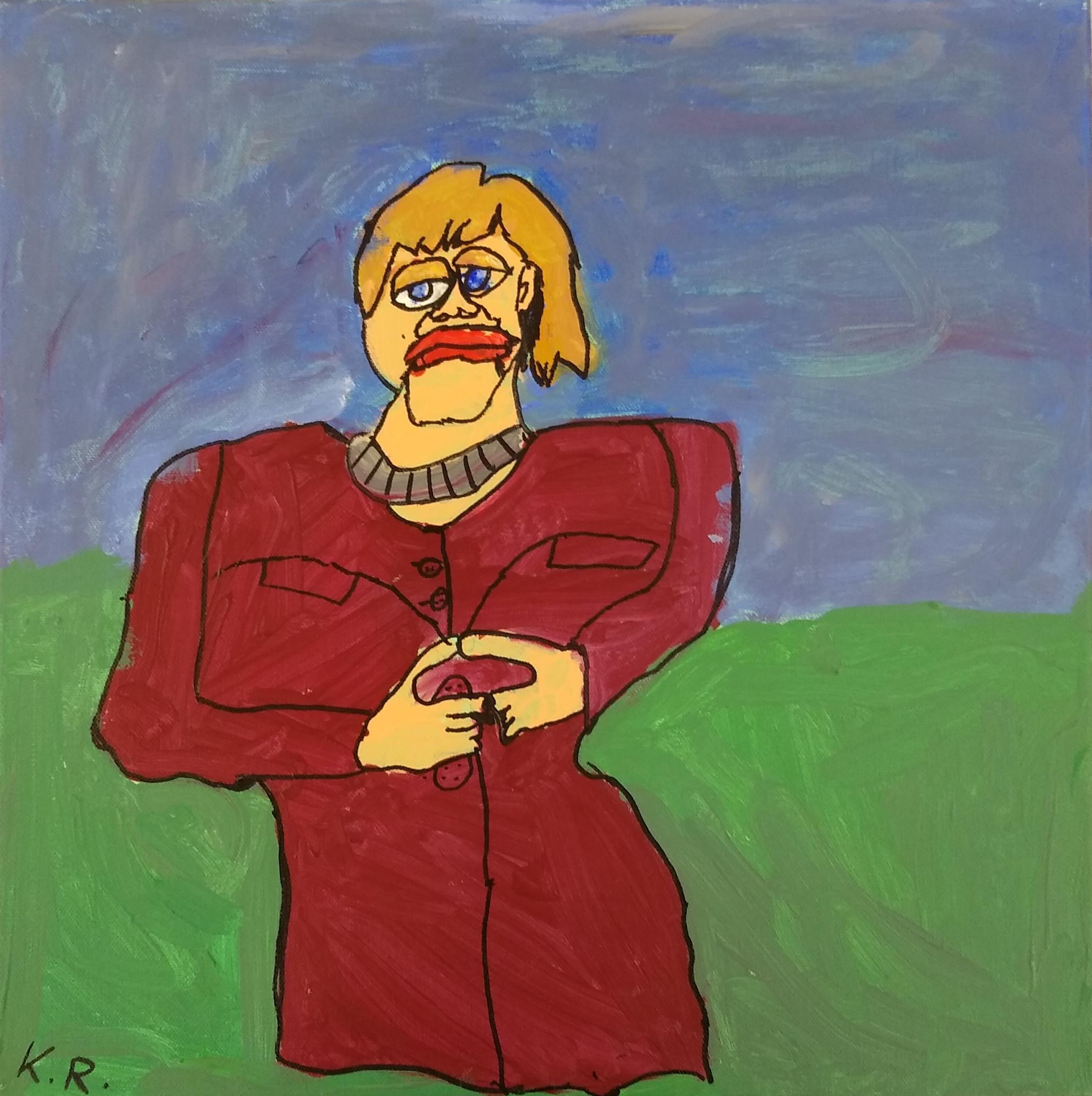 Karina Rathke "Angela Merkel" 20 x 20 cm, Acrylfarben auf Leinwand